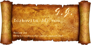 Iczkovits János névjegykártya